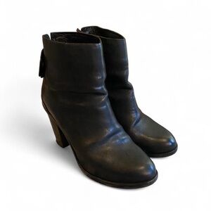 rag & bone Black Leather Ankle Booties with Tapered Heel